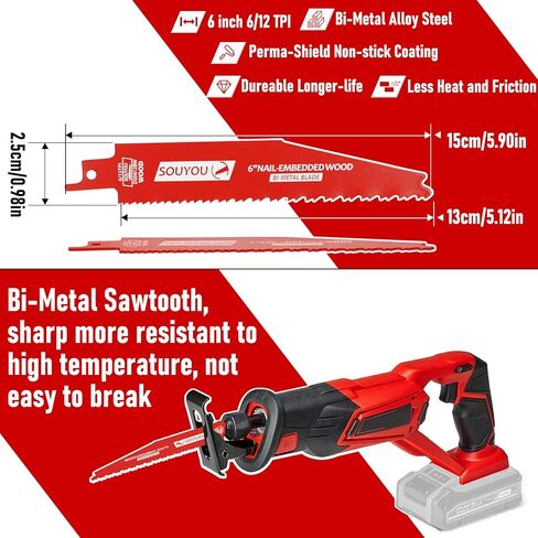 25 Pack 6 in 14/18 TPI Bi-Metal Reciprocating Saw Blades with Organizer Carbide Alloy Steel for Automobile Dismantling Metal Steel Cutting Non-Stick Coated for Less Heat for 1/16-5/16 Medium Metals in Saudi Arabia