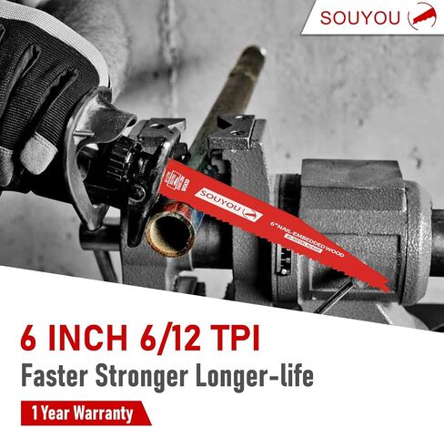 25 Pack 6 in 14/18 TPI Bi-Metal Reciprocating Saw Blades with Organizer Carbide Alloy Steel for Automobile Dismantling Metal Steel Cutting Non-Stick Coated for Less Heat for 1/16-5/16 Medium Metals in Saudi Arabia