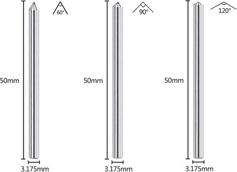 لقمة نقش ماسية، لقمة توجيه CNC مقاس 1/8 بوصة، 60/90/120 درجة، أداة طحن ونحت للحجر المعدني in Kuwait