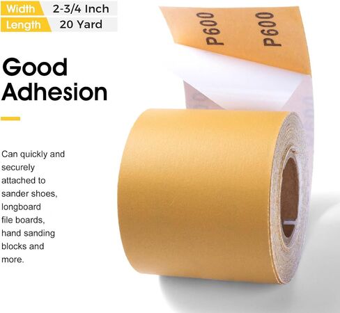 S SATC 320 Grit PSA Longboard Sandpaper 20 Yard Long Continuous Roll, 2-3/4" Wide Self Adhesive Stickyback Sanding Sheets for Automotive, Hand Sanding Blocks,Woodworking, Metal, Plastic in Kuwait