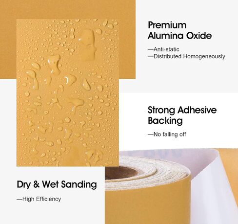 S SATC 320 Grit PSA Longboard Sandpaper 20 Yard Long Continuous Roll, 2-3/4" Wide Self Adhesive Stickyback Sanding Sheets for Automotive, Hand Sanding Blocks,Woodworking, Metal, Plastic in Kuwait