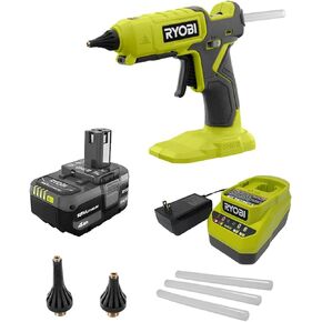 RYOBI Ryobi Glue Gun Kit P307 ONE+ 18V Cordless Dual Temperature with 4.0 Ah Lithium-Ion Battery + Charger + Bonus Nozzles p307-kit in Kuwait