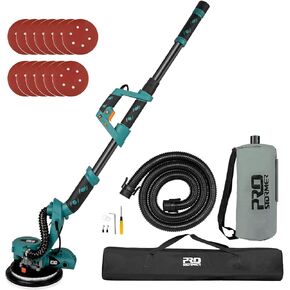 ماكينة صنفرة الحوائط الجافة، ماكينة تلميع الجدران الكهربائية المحمولة Prostormer بقدرة 800 واط مع ضوء LED، نظام تجميع الغبار الأوتوماتيكي، 13 قطعة من ورق الصنفرة وحقيبة جمع الغبار in Kuwait