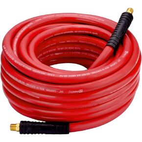 WYNNsky Air Compressor Hose, EPDM Rubber Material, Oil Resistance, Ozone Resistance, 3/8 Inch × 25 Feet, Bend Restrictors, 1/4 Inch Male NPT Threads Size Air Tools Fittings