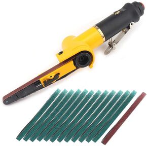 NUODUN 38 Pneumatic Sander Air Belt Sander Set With 14Pcs Belts,Include Grit 6080120,14 Air Inlet Mini Air Belt Grinder Air Tool For Aluminium, Iron, Steel Metal Polishing in Saudi Arabia