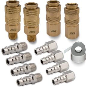 تركيبات خرطوم الهواء سريعة التوصيل من JACO Hi-Flo - 1/4 بوصة NPT | مجموعة المكونات والتوصيل عالية التدفق ، النوع V (مجموعة من 12) in Kuwait
