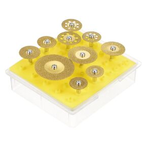 HARFINGTON 10pcs Diamond Cutting Wheel 16mm to 40mm Titanium Coating Diamond Cutting Wheels Replacement Cut Off Wheel Blades with 2pcs 3mm Mandrel for Rotary Tools in Saudi Arabia