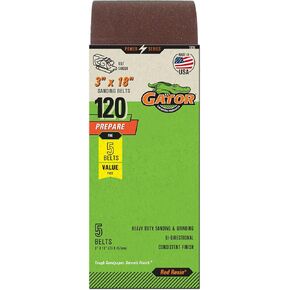 Gator 3" x 18" Red Resin Aluminum Oxide Sanding Belts, 40 Grit, 5 Pack in Saudi Arabia
