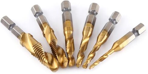 6pcs Metric Thread Tap Tool Set,M3-M10 Coated HSS Drill and Tap Bits 1/4" Hex Shank Screw Taps Tool Set in Saudi Arabia