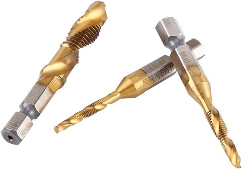 6pcs Metric Thread Tap Tool Set,M3-M10 Coated HSS Drill and Tap Bits 1/4" Hex Shank Screw Taps Tool Set in Saudi Arabia