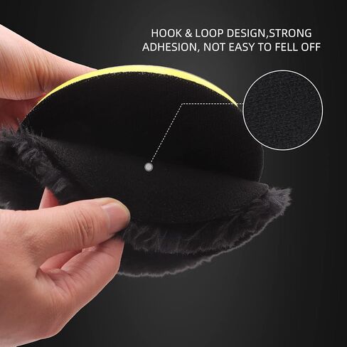 Wool Buffing Polishing Pad, SPTA 3 Inch (75mm) Lambwool Wool Buffing polishing Pads With Pad Clean Tool, 6 Pcs Kit with Hook & Loop 5/8"-11 Thread Drill Adapter for Car Polishing and Buffing QA0798SET in Saudi Arabia
