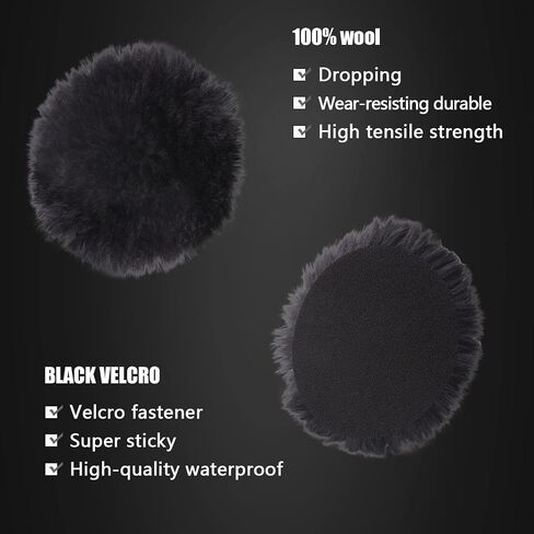 Wool Buffing Polishing Pad, SPTA 3 Inch (75mm) Lambwool Wool Buffing polishing Pads With Pad Clean Tool, 6 Pcs Kit with Hook & Loop 5/8"-11 Thread Drill Adapter for Car Polishing and Buffing QA0798SET in Saudi Arabia