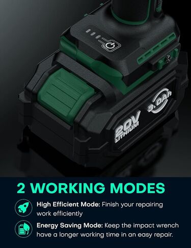 KIMO Impact Wrench 1/2 Inch, Cordless Impact Wrench Kit w/Premium Brake Stop, 7 Sockets, 1/2 Impact Gun, Brushless High Torque Impact Driver with 350 ft-lbs (475N.m) & 3000 RPM and Battery & Charger in Kuwait