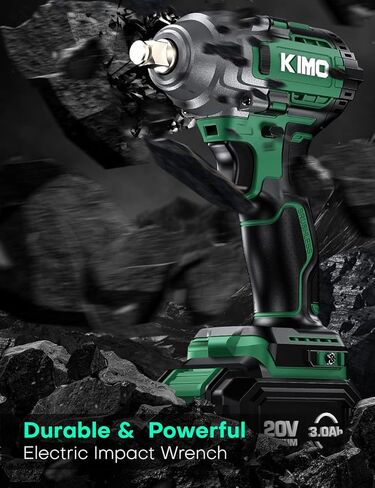KIMO Impact Wrench 1/2 Inch, Cordless Impact Wrench Kit w/Premium Brake Stop, 7 Sockets, 1/2 Impact Gun, Brushless High Torque Impact Driver with 350 ft-lbs (475N.m) & 3000 RPM and Battery & Charger in Kuwait