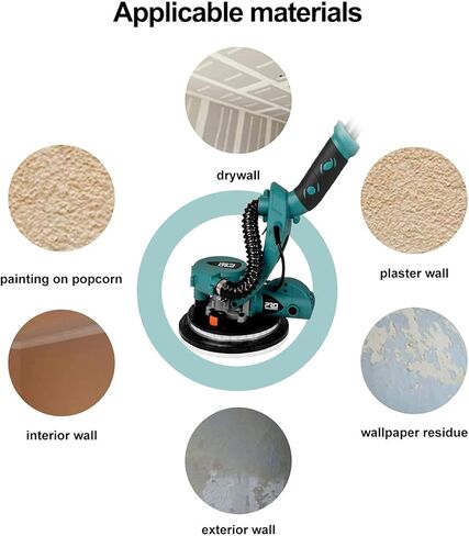 ماكينة صنفرة الحوائط الجافة، ماكينة تلميع الجدران الكهربائية المحمولة Prostormer بقدرة 800 واط مع ضوء LED، نظام تجميع الغبار الأوتوماتيكي، 13 قطعة من ورق الصنفرة وحقيبة جمع الغبار in Kuwait