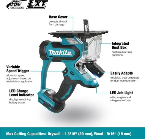 Makita DSD180Z 18V Li-Ion LXT Drywall Cutter - Batteries and Charger Not Included, Blue in Saudi Arabia