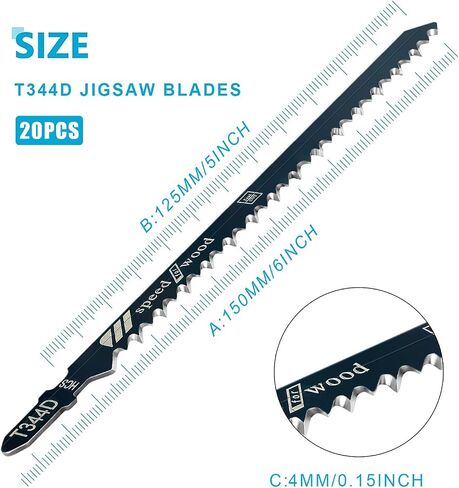 5Pcs 6 Inch Jigsaw Blades T Shank T344D | High Carbon Steel, Quick Cutting Wood in Saudi Arabia