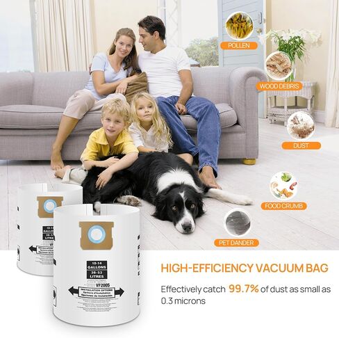 3 أكياس فلتر مكنسة كهربائية متوافقة مع أكياس Shop Vac سعة 10-14 جالون، تناسب النوع F 90662 9066200 9066233، النوع I 90672 9067200 9067233، VF2005، CMXZVBE3877 وCMXZVBE38768 in Kuwait