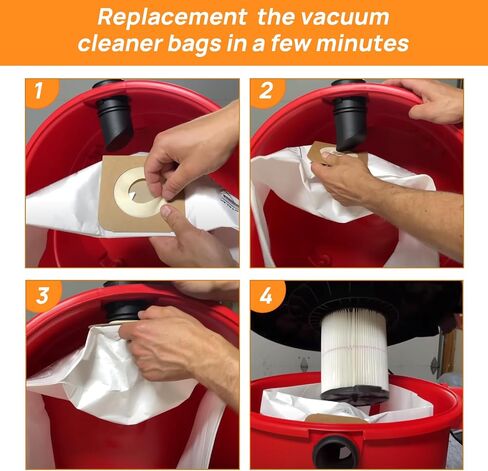 3 أكياس فلتر مكنسة كهربائية متوافقة مع أكياس Shop Vac سعة 10-14 جالون، تناسب النوع F 90662 9066200 9066233، النوع I 90672 9067200 9067233، VF2005، CMXZVBE3877 وCMXZVBE38768 in Kuwait