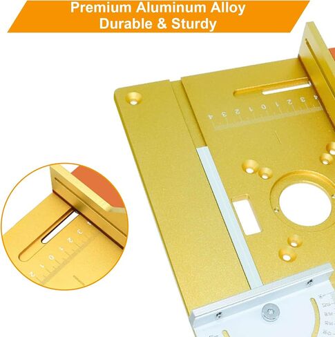 4PCS Router Table Insert Plate with Miter Gauge, Aluminium Alloy Wood Router Flip Plate for Woodworking, Wood Milling Flip Board for Wood Router Trimmer in Kuwait