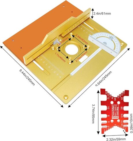 4PCS Router Table Insert Plate with Miter Gauge, Aluminium Alloy Wood Router Flip Plate for Woodworking, Wood Milling Flip Board for Wood Router Trimmer in Kuwait