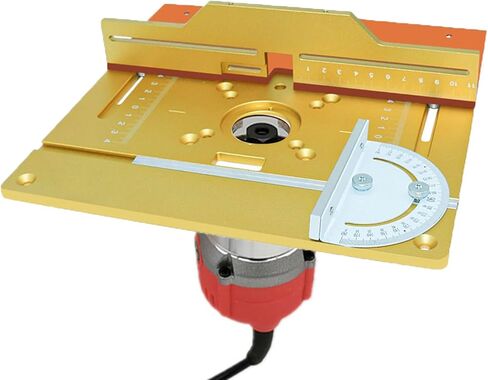 4PCS Router Table Insert Plate with Miter Gauge, Aluminium Alloy Wood Router Flip Plate for Woodworking, Wood Milling Flip Board for Wood Router Trimmer in Kuwait