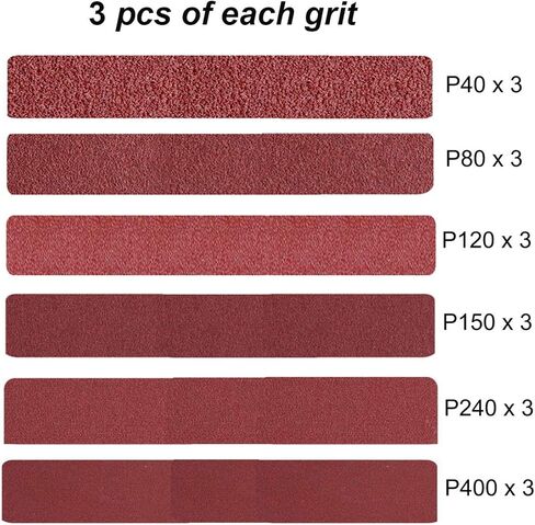 Aiyard 3/8 x 13 Inch Aluminum Oxide Sanding Belts, 40/60/80/120/180/240 Assorted Grits Abrasive File Belts for Air Belt Sander, 24-Pack in Kuwait