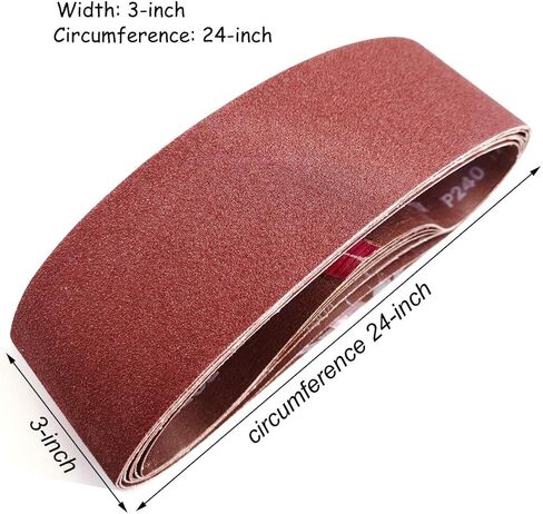 Aiyard 3/8 x 13 Inch Aluminum Oxide Sanding Belts, 40/60/80/120/180/240 Assorted Grits Abrasive File Belts for Air Belt Sander, 24-Pack in Kuwait
