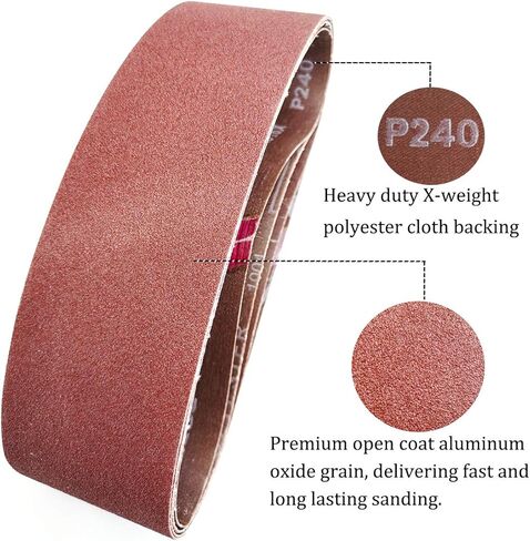 Aiyard 3/8 x 13 Inch Aluminum Oxide Sanding Belts, 40/60/80/120/180/240 Assorted Grits Abrasive File Belts for Air Belt Sander, 24-Pack in Kuwait