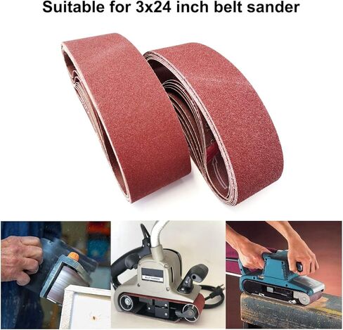 Aiyard 3/8 x 13 Inch Aluminum Oxide Sanding Belts, 40/60/80/120/180/240 Assorted Grits Abrasive File Belts for Air Belt Sander, 24-Pack in Kuwait