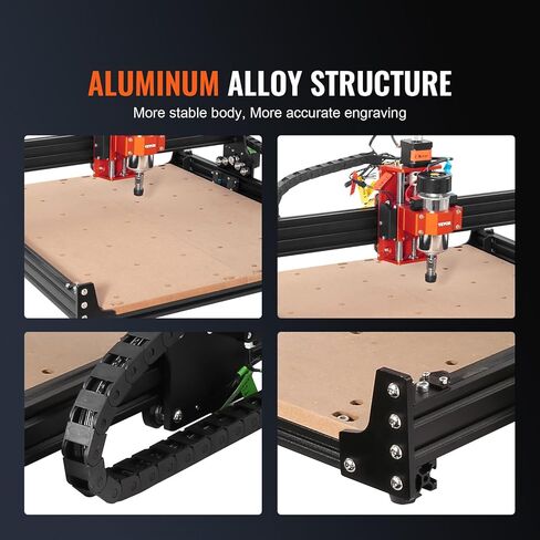 آلة التوجيه VEVOR CNC، 300 وات، 3 محاور GRBL للتحكم في نقش الخشب ونحت مجموعة أدوات الطحن، 400 × 400 × 75 مم / 15.7 × 15.7 × 2.95 في منطقة العمل 1200 دورة في الدقيقة للخشب الأكريليك MDF PVC الرغوة البلاستيكية in Kuwait