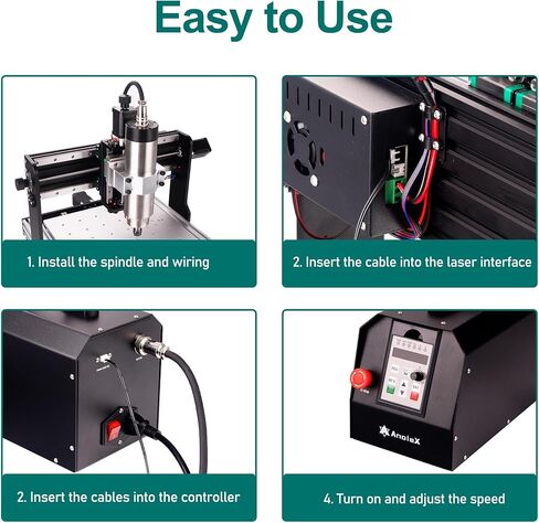 مجموعات محرك المغزل CNC 110 فولت 1.5 كيلو وات، مغزل VFD مبرد بالهواء AnoleX Φ65 مم مع أطواق ER11 لآلة التوجيه CNC in Kuwait