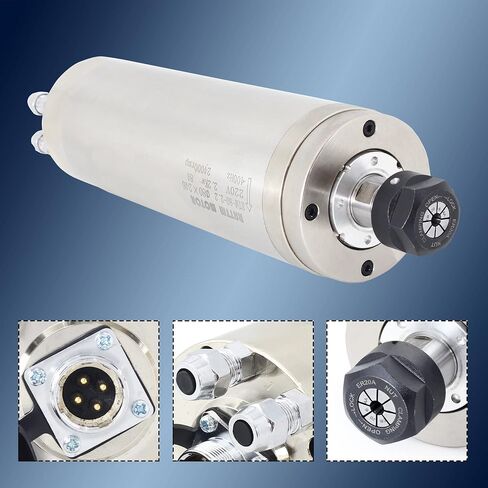 RATTMMOTOR 2.2KW محرك المغزل 110 فولت، محرك المغزل المبرد بالماء باستخدام الحاسب الآلي 80 مم، 24000 دورة في الدقيقة محرك المغزل عالي السرعة ER20 كوليت 15 أمبير 400 هرتز لآلة التوجيه باستخدام الحاسب الآلي، آلة طحن النقش باستخدام الحاسب الآلي in Kuwait