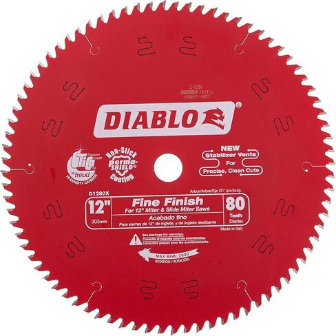 فرويد D1280X ديابلو 12 بوصة 80 سن ATB شفرة منشار متقاطع مع 1 بوصة، أحمر in Kuwait