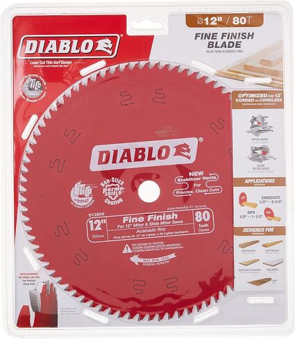 فرويد D1280X ديابلو 12 بوصة 80 سن ATB شفرة منشار متقاطع مع 1 بوصة، أحمر in Kuwait