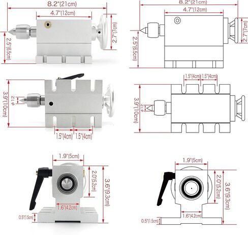 CNCTOPBAOS CNC Rotary Axis 4th Axis with 3 Jaw Chuck,K11-100mm Hollow Shaft Dividing Head Rotational A Axis,with 65mm Tailstock,Reducing Ratio:6:1 for CNC Router Lathe Engraving Milling Machine in Saudi Arabia