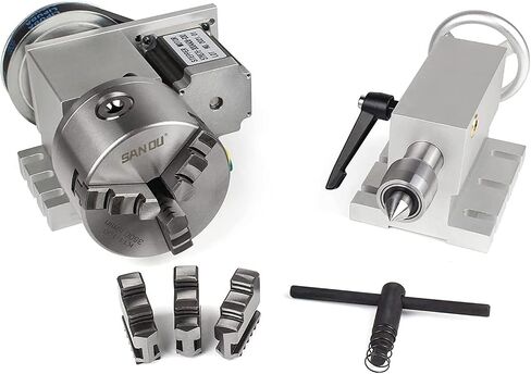CNCTOPBAOS CNC Rotary Axis 4th Axis with 3 Jaw Chuck,K11-100mm Hollow Shaft Dividing Head Rotational A Axis,with 65mm Tailstock,Reducing Ratio:6:1 for CNC Router Lathe Engraving Milling Machine in Saudi Arabia