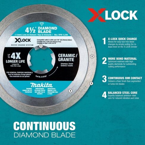 Makita E-07397 X-LOCK 4-1/2" Cont. Rim Diamond Blade for Ceramic/Granite in Saudi Arabia