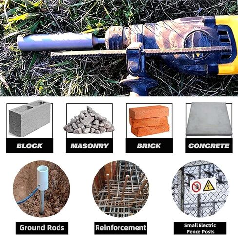 Aresmro SDS Plus محرك قضيب أرضي لقضبان التأريض 5/8 بوصة، 0.67 بوصة × 6.69 بوصة (17 × 170 مم)، ساق قطر 10 مم يناسب Bosch Dewalt Milwaukee Hilti وغيرها من مثقاب المطرقة الدوارة SDS-Plus in Kuwait