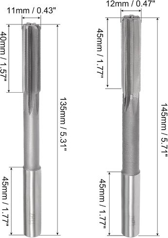 uxcell 11mm and 12mm Chucking Reamer Set, H7 Lathe Machine Reamer 6 Straight Flutes, Round Shank Milling Cutting Tool, for Metal Non-Ferrous Metal Copper 2pcs in Saudi Arabia