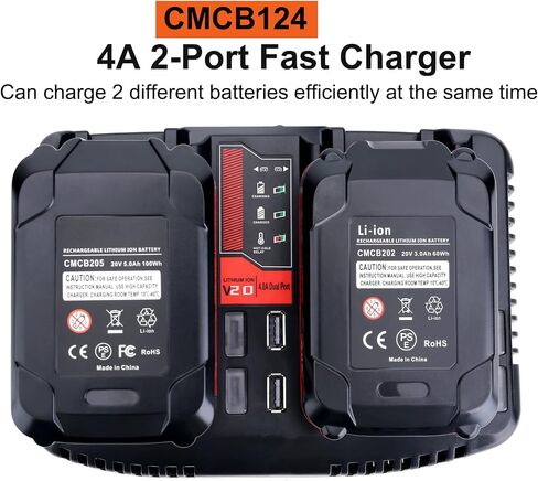 CMCB104 V20 بطارية استبدال شاحن سريع للحرفي V20 الحرفي 20 فولت كحد أقصى بطاريات ليثيوم مدمجة بطارية ليثيوم CMCB202 CMCB204 CMCB206 مع 2 منافذ USB in Saudi Arabia