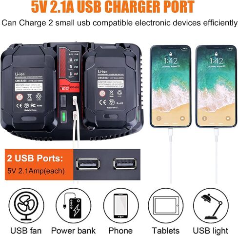 CMCB104 V20 بطارية استبدال شاحن سريع للحرفي V20 الحرفي 20 فولت كحد أقصى بطاريات ليثيوم مدمجة بطارية ليثيوم CMCB202 CMCB204 CMCB206 مع 2 منافذ USB in Saudi Arabia