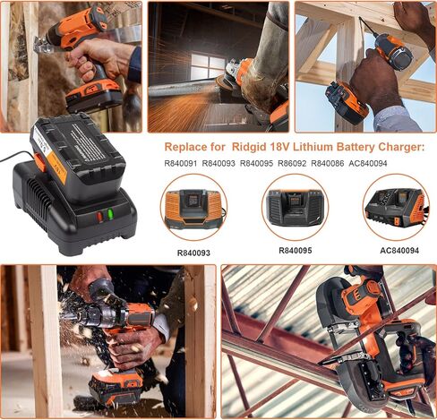 18V R86092 Fast Charger Lithium Battery Charger for RIDGID Tools 18V Battery R840083, R840085, R840086, R840087, AC840085, AC840086, AC840087P AC840089 etc. in Saudi Arabia