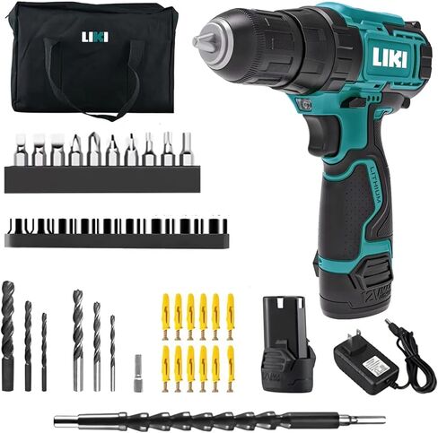 Electric Drilling Machine, Cordless Drilling Machine，12V Drill Driver with w/Li-ion Battery/Charger，for Torpedo Level, Wire Pliers for Wood, Furniture Installation in Kuwait