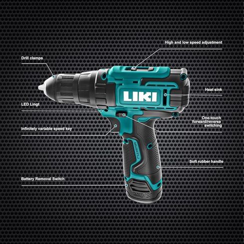 Electric Drilling Machine, Cordless Drilling Machine，12V Drill Driver with w/Li-ion Battery/Charger，for Torpedo Level, Wire Pliers for Wood, Furniture Installation in Kuwait