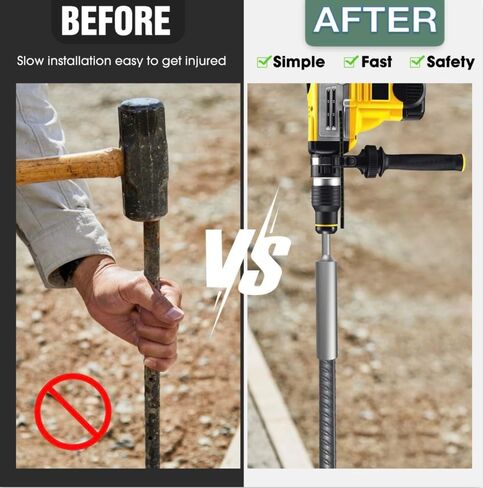 محرك قضيب أرضي Mdkave SDS-Plus لقضبان 5/8 بوصة و3/4 بوصة - متين واحترافي، يناسب Hilti/DeWalt/Bosch/Hitachi/Makita/Milwaukee SDS Plus Hammer Drills in Kuwait