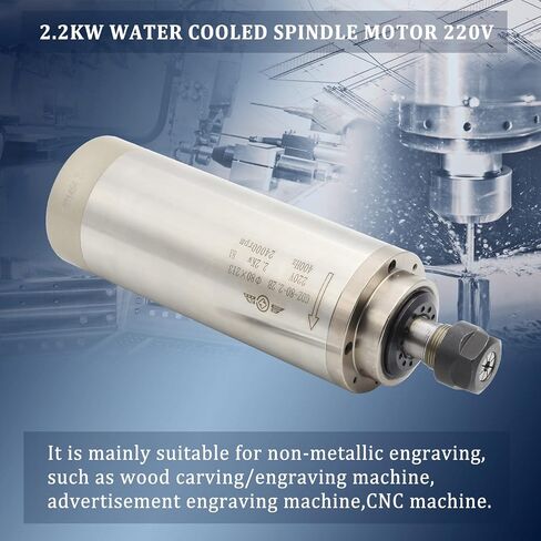 RATTMMOTOR CNC مجموعة محرك المغزل 220 فولت 2.2 كيلو وات محرك المغزل المبرد بالماء ER20 24000 دورة في الدقيقة 400 هرتز + 2.2 كيلو وات VFD 220 فولت عاكس أحادي إلى 3 مراحل + مضخة مياه 80 وات + كوليت ER20 + مشبك تثبيت 80 مم لآلة التوجيه باستخدام الحاسب الآلي in Kuwait