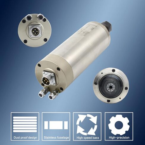RATTMMOTOR CNC مجموعة محرك المغزل 220 فولت 2.2 كيلو وات محرك المغزل المبرد بالماء ER20 24000 دورة في الدقيقة 400 هرتز + 2.2 كيلو وات VFD 220 فولت عاكس أحادي إلى 3 مراحل + مضخة مياه 80 وات + كوليت ER20 + مشبك تثبيت 80 مم لآلة التوجيه باستخدام الحاسب الآلي in Kuwait