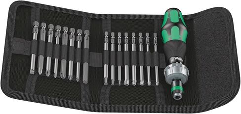 Wera - 5051040001 Kraftform Kompakt 60 Ra Ratchet Screwdriver & Long PZ, Ph, TX, Hex Bits, 051040 in Kuwait