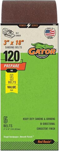 Gator 3" x 18" Red Resin Aluminum Oxide Sanding Belts, 40 Grit, 5 Pack in Saudi Arabia